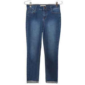 Blue Spice Cropped Jeans Womens Junior Size 5 Cuff Hem Stretch Medium Wash